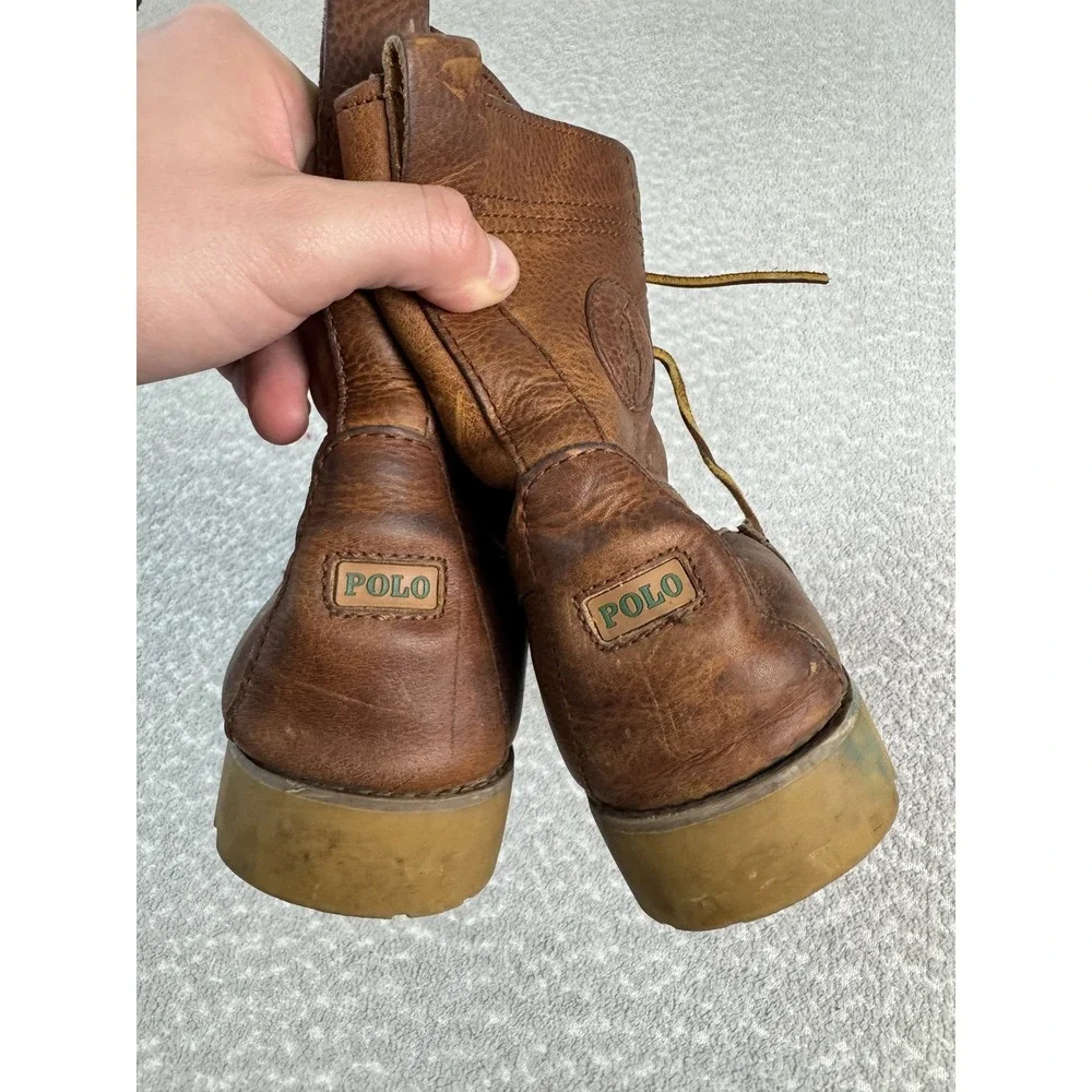 Polo Ralph Lauren Boots Mens Size 9D Brown Leather Ranger-BO-CSL Combat Lace‎ Up